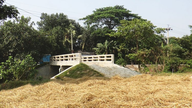 ঘটমাঝি ইউনিয়নের ইটেরপুল থেকে পাথুরিয়ার পাড়  সড়কের পাশে ছয়না গ্রামের ইটেরপুর খালের ওপর নির্মাণ করা সেতু। ছবি: আজকের পত্রিকা